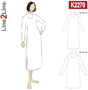 Line2Line snitmønster - K2270 Kjole med stor krave